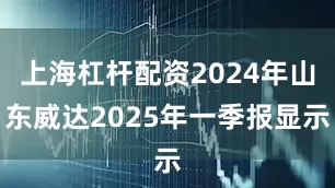 上海杠杆配资2024年山东威达2025年一季报显示